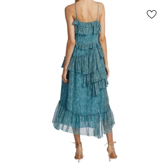 CINQ À SEPT Rayner Asymmetric Ruffle Midi-Dress NWOT - Picture 2 of 9